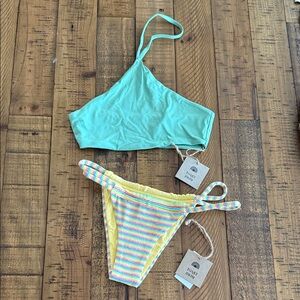 FREE PEOPLE x Toast Swim Colorful Bikini Set sz XS